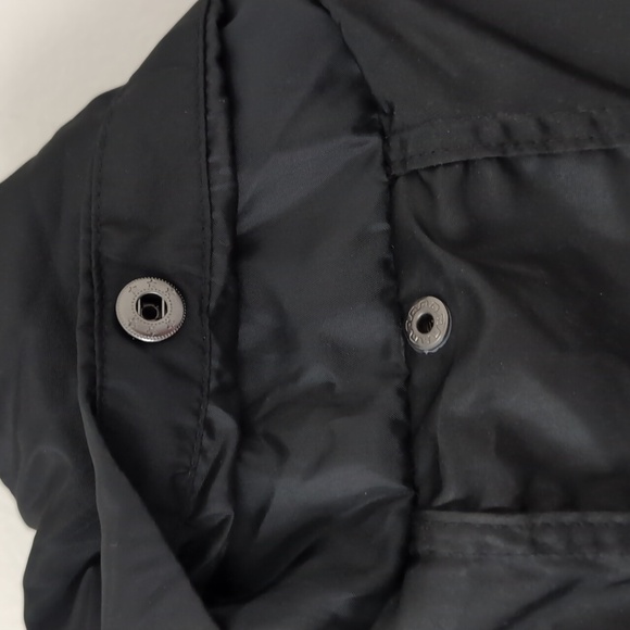 New Lucky Brand Long Black Rain Coat Windbreaker Jacket Packable Small - Picture 7 of 12